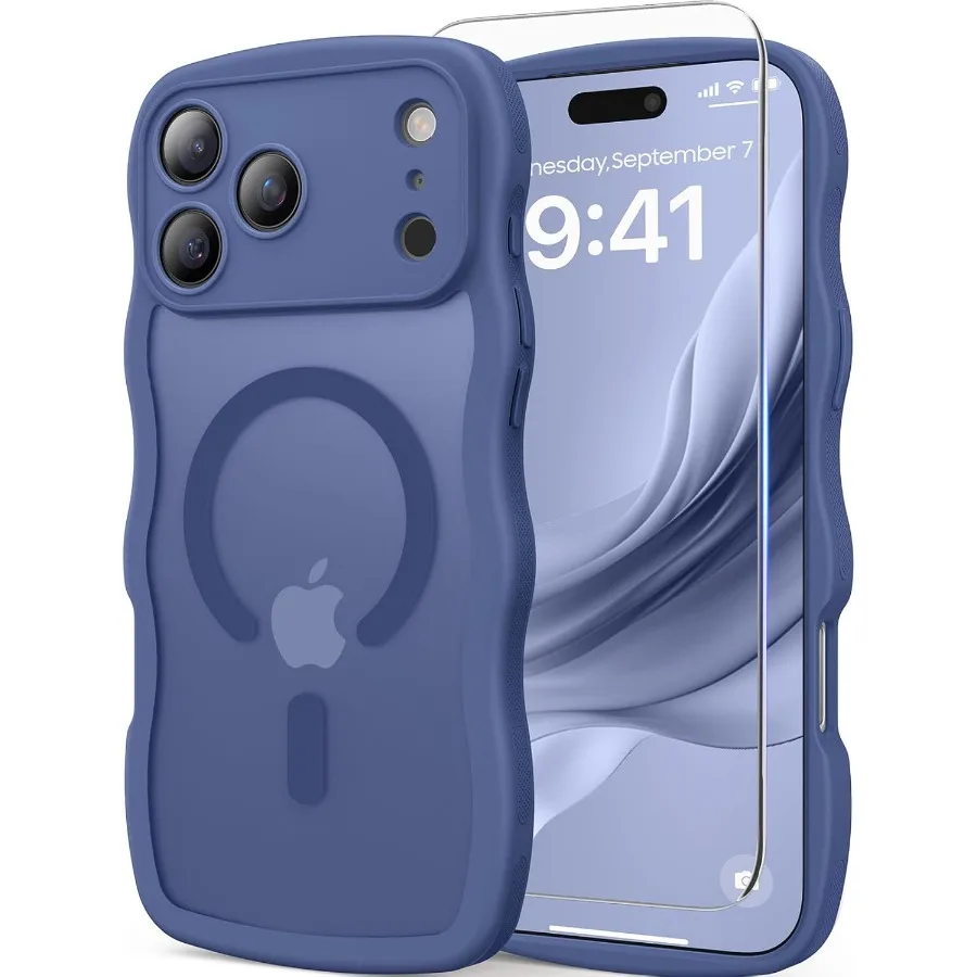 

Матовый чехол для телефона Cute Wave для iPhone 17 Pro Max с полной защитой камеры и магнитной совместимостью включает защиту экрана