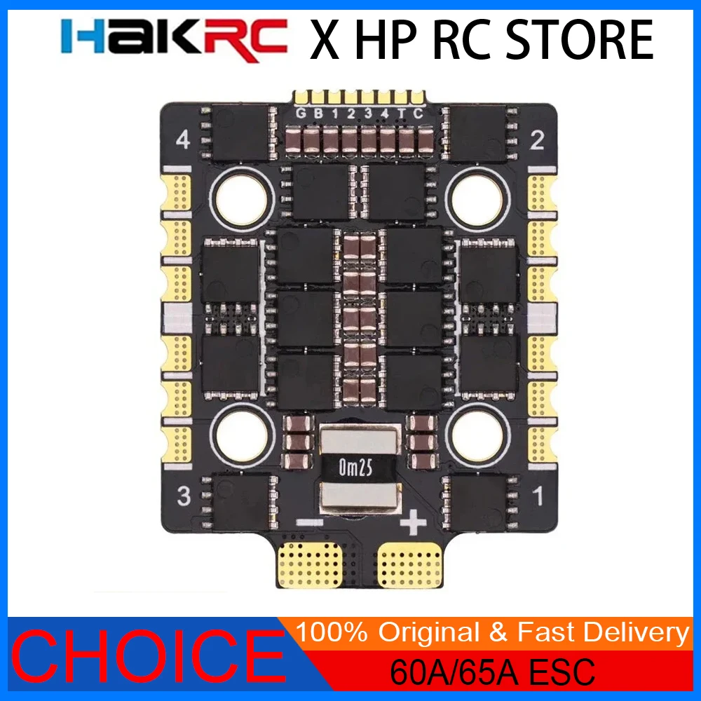 

HAKRC BLHeli 32BIT 60A/65A 4-in-1 Brushless ESC 2-8S LIPO DShot 150/300/600 20x20mm for FPV Freestyle Racing Drone