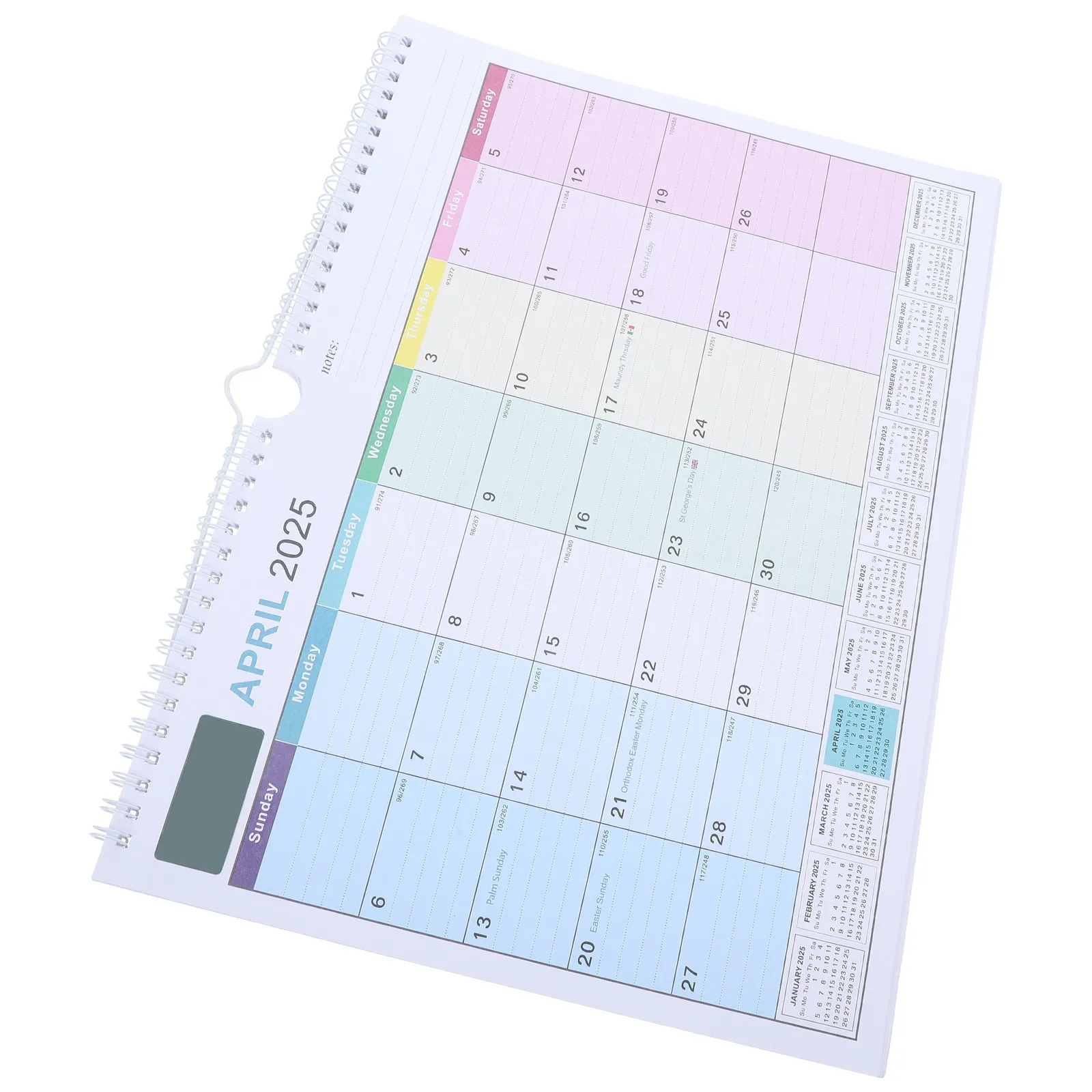 

Paper Wall Hanging Calendar Spiral Binding Months Holidays Vertical Design Monthly Planner Home Office Aesthetic Fsc Paper