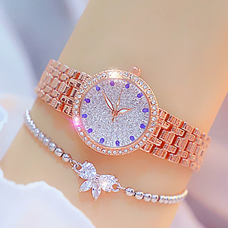 

Women's Bracelet Wrist Watch 2025 Waterproof Rose Gold Rhinestone Business Quartz Wristwatch For Female Clock Top Brand Luxury