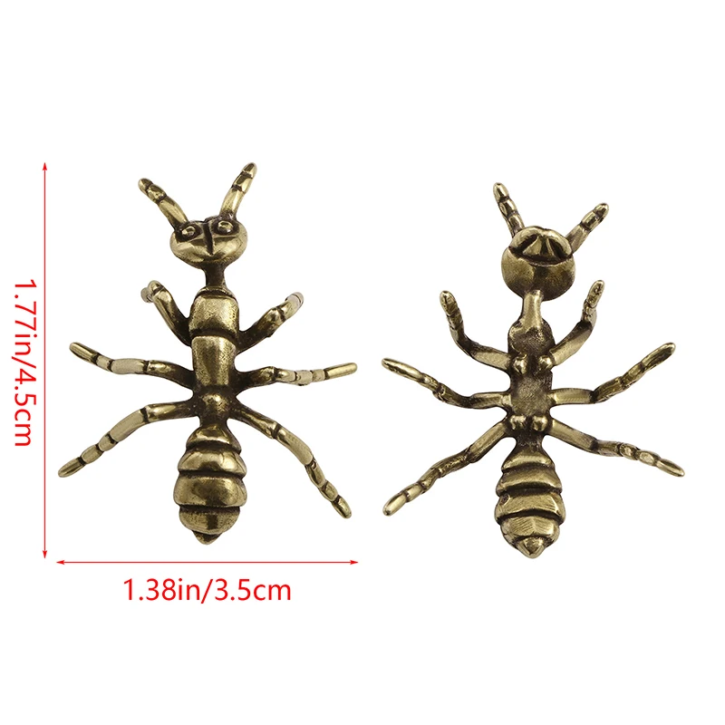 1Pc Vintage Brass Ant Small Ornament Crafts Copper Carved Insect Tea Pet Cute Home Decorative Figurines Gifts
