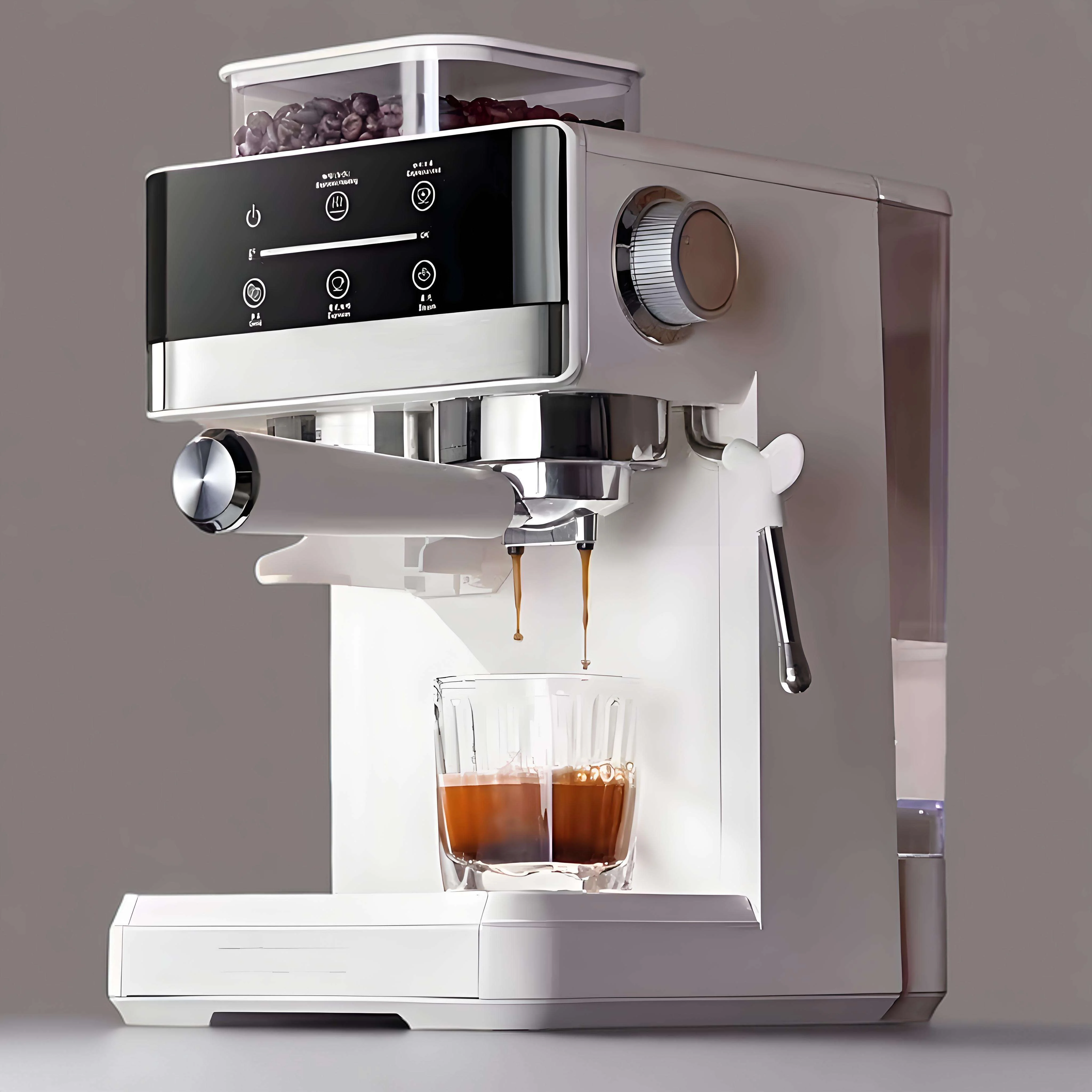 Máquina de café expreso de 20bar, capacidad de tanque de agua de 1,8 L, cafetera multifuncional, molinillo para hoteles