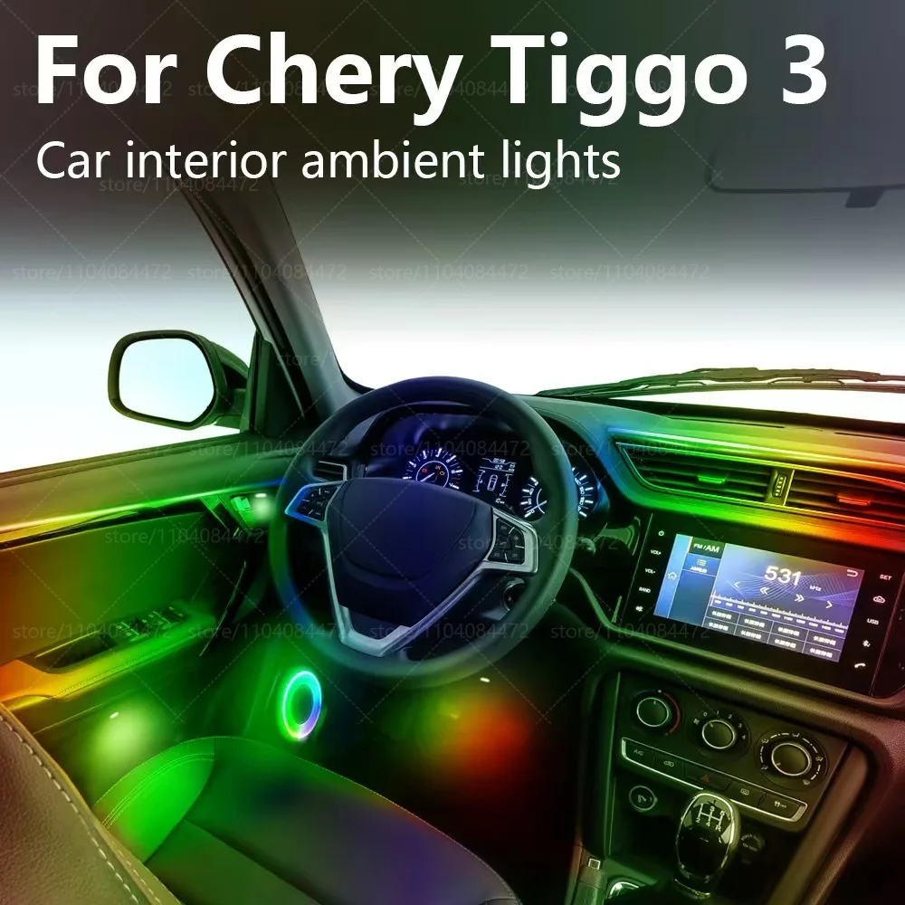 

For Chery Tiggo 3 22in1 RGB Car Interior Acrylic Car Ambient Lights RGB Hidden Acrylic Strip Decoration Atmosphere Accessories