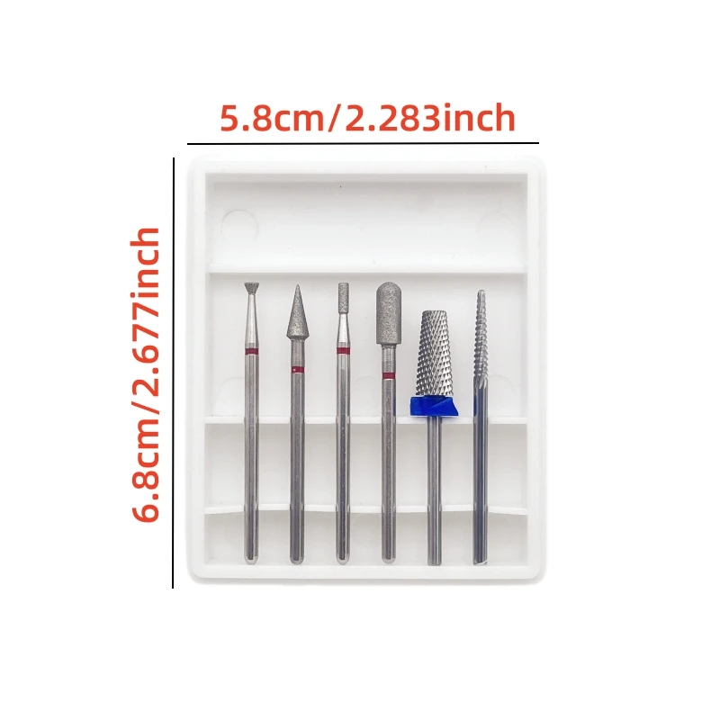 كربيد مسمار مثقاب مجموعات 6 ثقوب صندوق الأظافر مثقاب الخشب الماس مجموعة النمط الروسي قبل العلاج مجموعة تشذيب الأظافر التنغستن الصلب الصليب