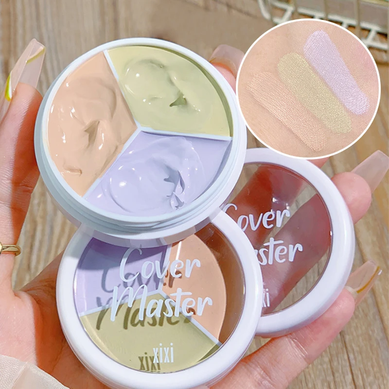 3 colors Concealer Dark Circles Corrector high coverage Green Nose Contour Shading Dark for Circles Are Not Easy To Stick Powder