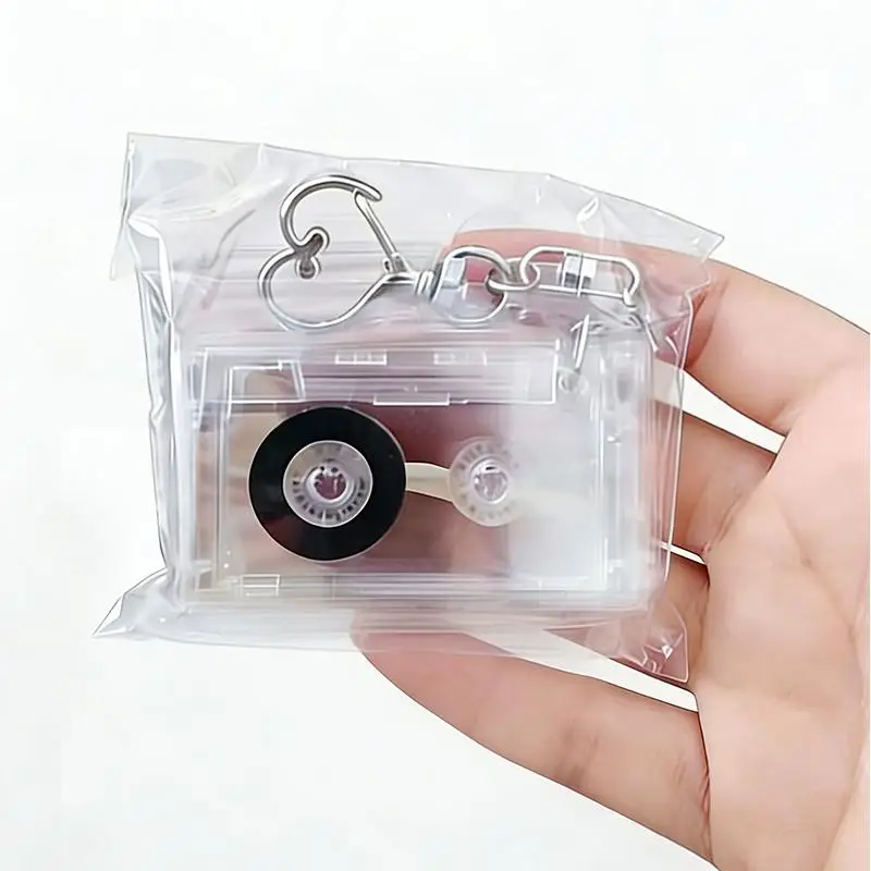 Peripheral Commemorate Key Holder DIY Backpack Pendant Mini Blank With Magnetic Tape Clear Storage Box Keychain