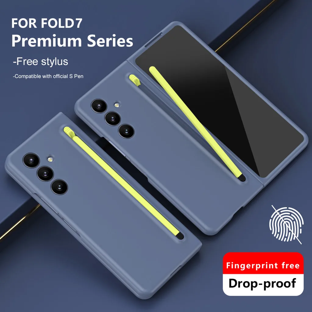 

Silicone Case For Samsung Galaxy Z Fold 7 6 5 4 3 Fold7 Fold6 Fold5 Fold4 Fold3 5G With Pen Slot Tempered Film Protective Cover