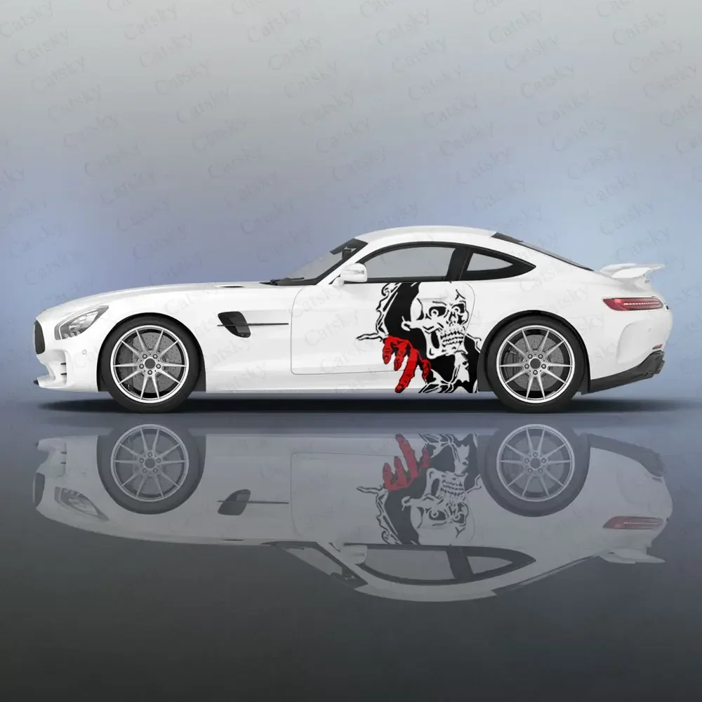 

Череп Арт Наклейки на кузов автомобиля Itasha Виниловая наклейка на боковую сторону автомобиля Наклейка на кузов автомобиля Наклейки для украшения колес Автозащитная пленка