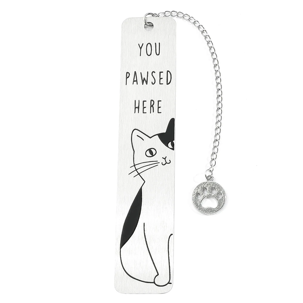 تصميم مموج مبتكر للقطط مع إشارة مرجعية نصية ملونة من الفولاذ المقاوم للصدأ، مما يعطي أفضل بركات القراءة لأولئك،