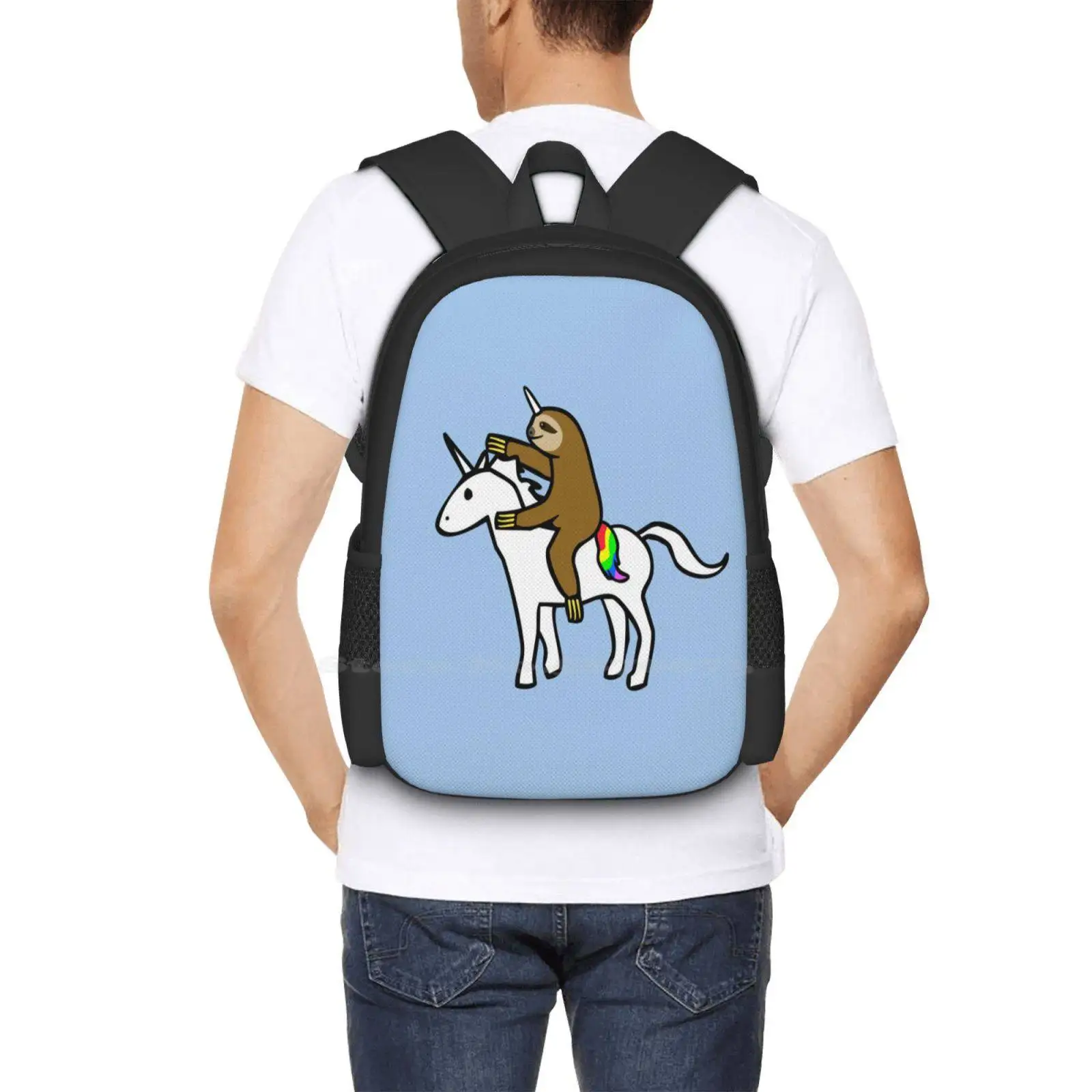 Slothicorn Riding Unicorn Backpacks For School Teenagers Girls Travel Bags Sloths Unicorns Riding Ride Onwards Reasonable Speed