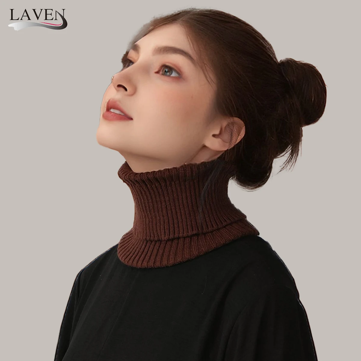 패션 니트 가짜 칼라 가을 겨울 단색 스카프 여성 터틀넥 넥 워머 탈부착 가능 겨울 방한 방풍 스카프