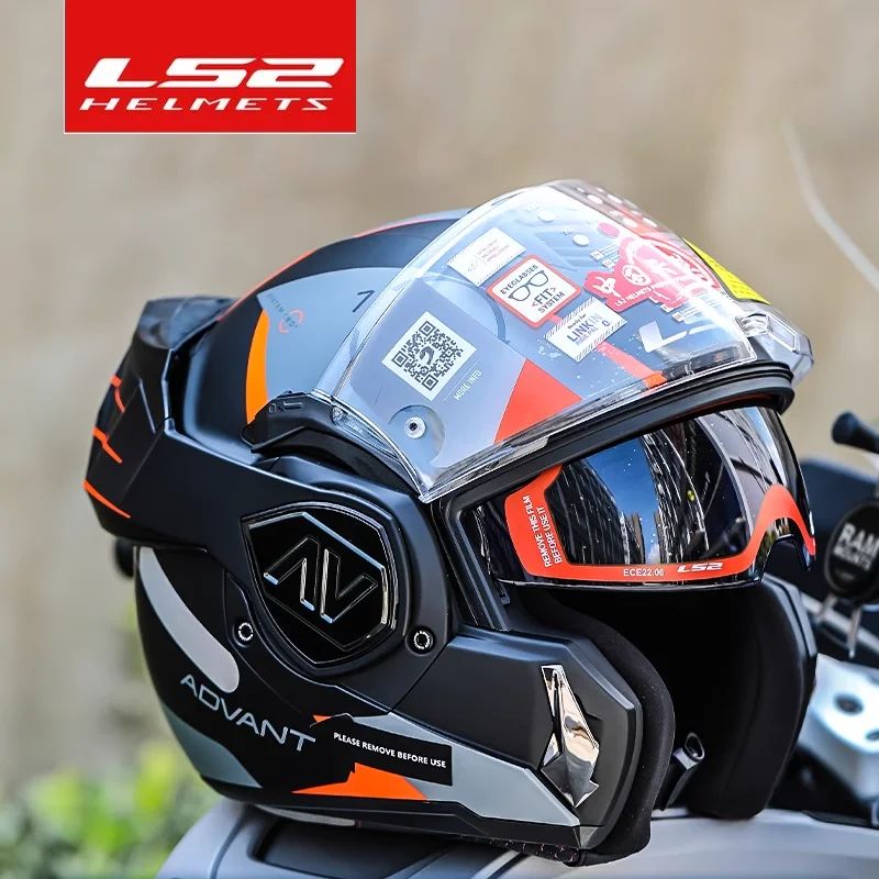 LS2 FF906 Advant Flip Up Face Helmets ECE Motorcycle Modular Double Visor Helmet Built-in Lens ECE Capacete Casque Casco Moto