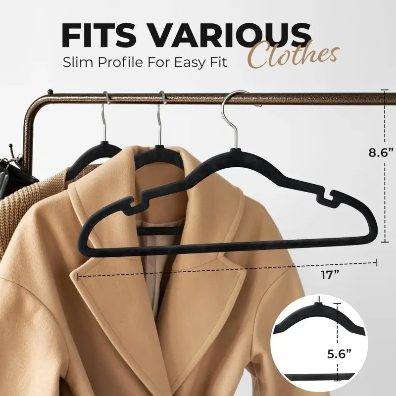 Design - Standard CoatAuthentic.200 Pack Velvet Hanger for Slim Space Saving  Hangerb Shirt Pants Dresses Skirts Suits Jackets