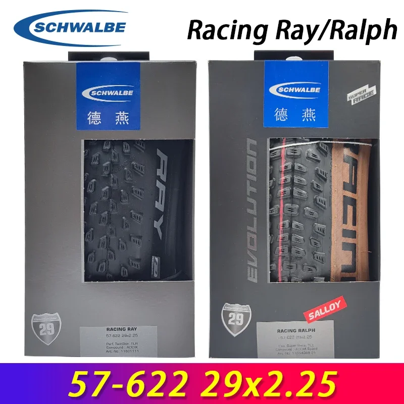 SCHWALBE Racing Ray Ralph 57-622 29x2.25 Black Brown Tubeless Folding Tire for MTB Bike XC Gravel Off-Road Bicycle Cycling Parts