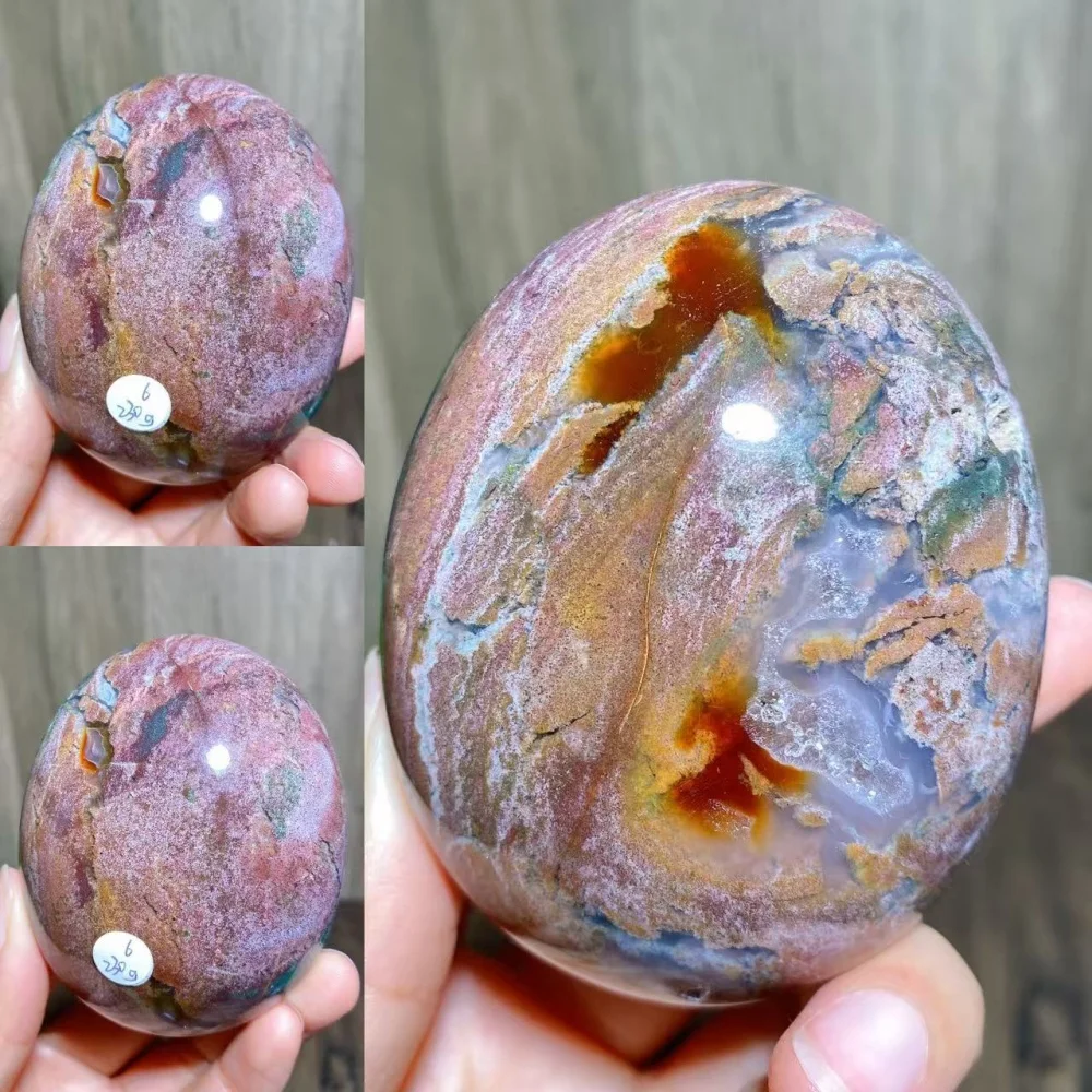 1PC Natural Colourful Stone Ocean Jasper Palm Spiritual Meditation Healing Stone Reiki Feng Shui Crystal Room Decoration Gift