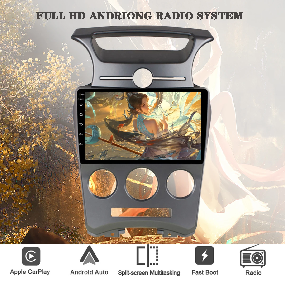 For Kia Carens 2007 - 2011 9'' QLED Android 14 8G+128G Car Autoradio GPS Navi Monitor HU Multimedia DVD Player 4G Lte Carplay