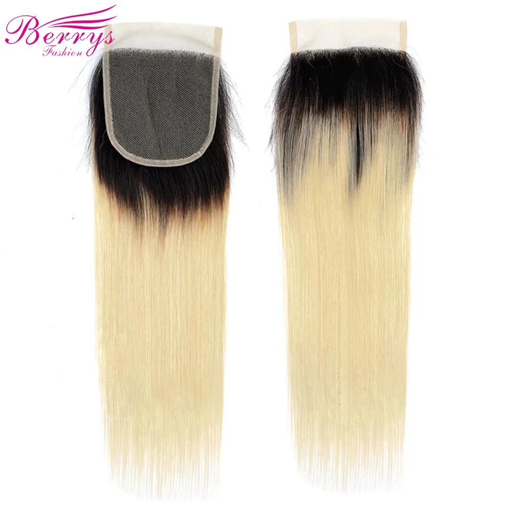 T1B/613 Color 5x5 Closure Brazilian Straight 4x4 Transparent Lace Closure Prepluncked Closure Unprocessed Berrys Fashion Hair