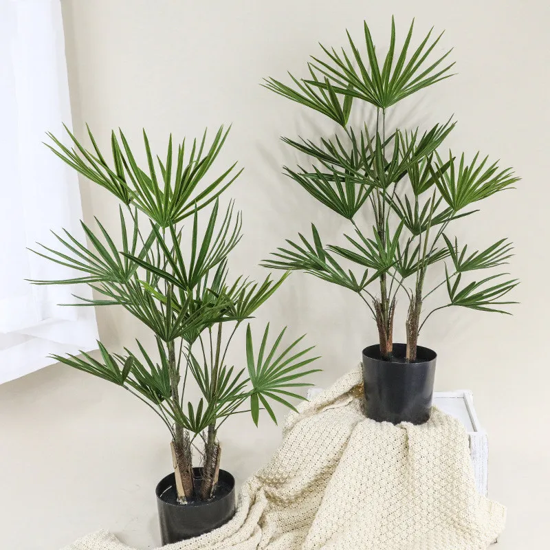 Simulated Jinhuan Palm Tree Fan Palm Guan Palm Guan Tree Greenery Landscaping Decoration Floor-standing Fake Tree