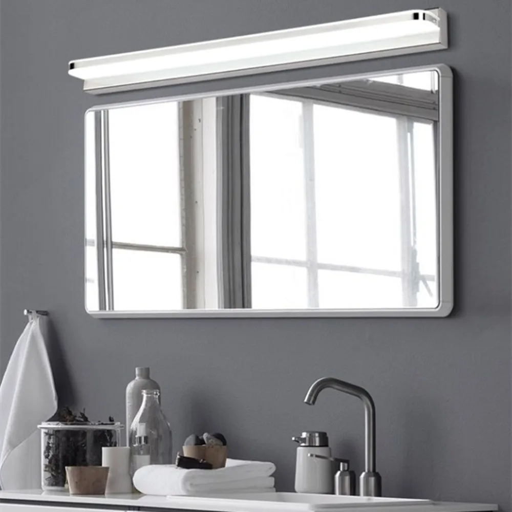 Luz LED moderna de acero inoxidable para espejo de baño, lámpara de pared para maquillaje, accesorios de iluminación para tocador, 42CM/52CM