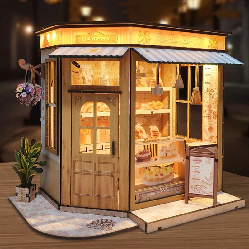 

OUZEY Wooden Miniature Dollhouse Cottage Building Kits with Furniture DIY Craft House for Friends Birthday Present