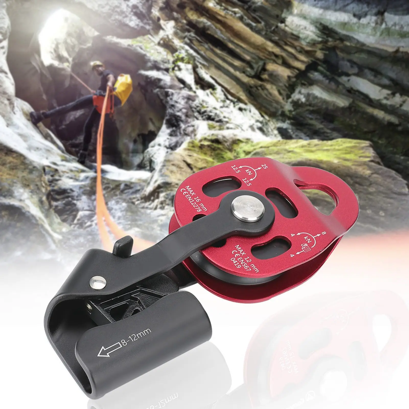 

4KN Aluminium Heavy Duty Single Swivel Rope Pulley Block for 8-12mm Rope Climbing Pulley