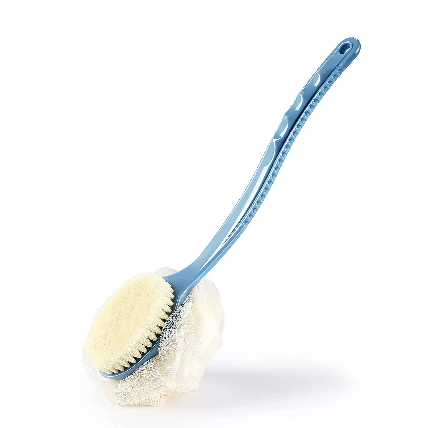 

Shower Body Brush with Bristles and Loofah,Back Scrubber Bath Mesh Sponge with Curved Long Handle for Skin Exfoliating Bath