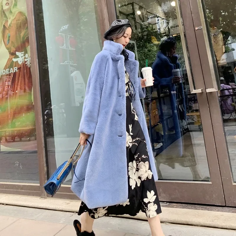 Korean Autumn Winter Women's Coats Faux Fur Thick Warm Medium To Long Loose Fitting Women's Imitation Lamb Wool Women's Clothing