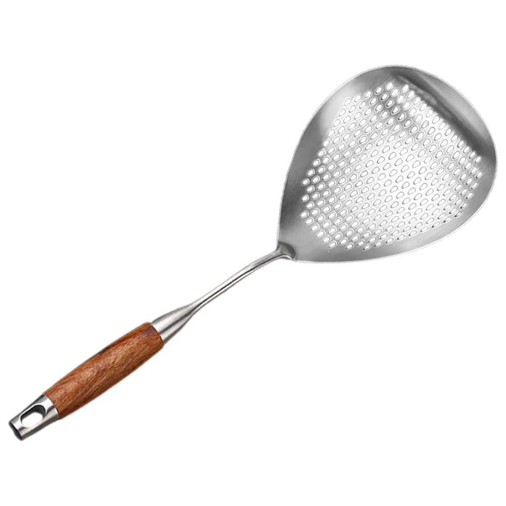 

Stainless Steel Noodle Strainer Skimmer Slotted Spoon Ladle Food Colander Wood Handle Large Capacity Kitchen Restaurant