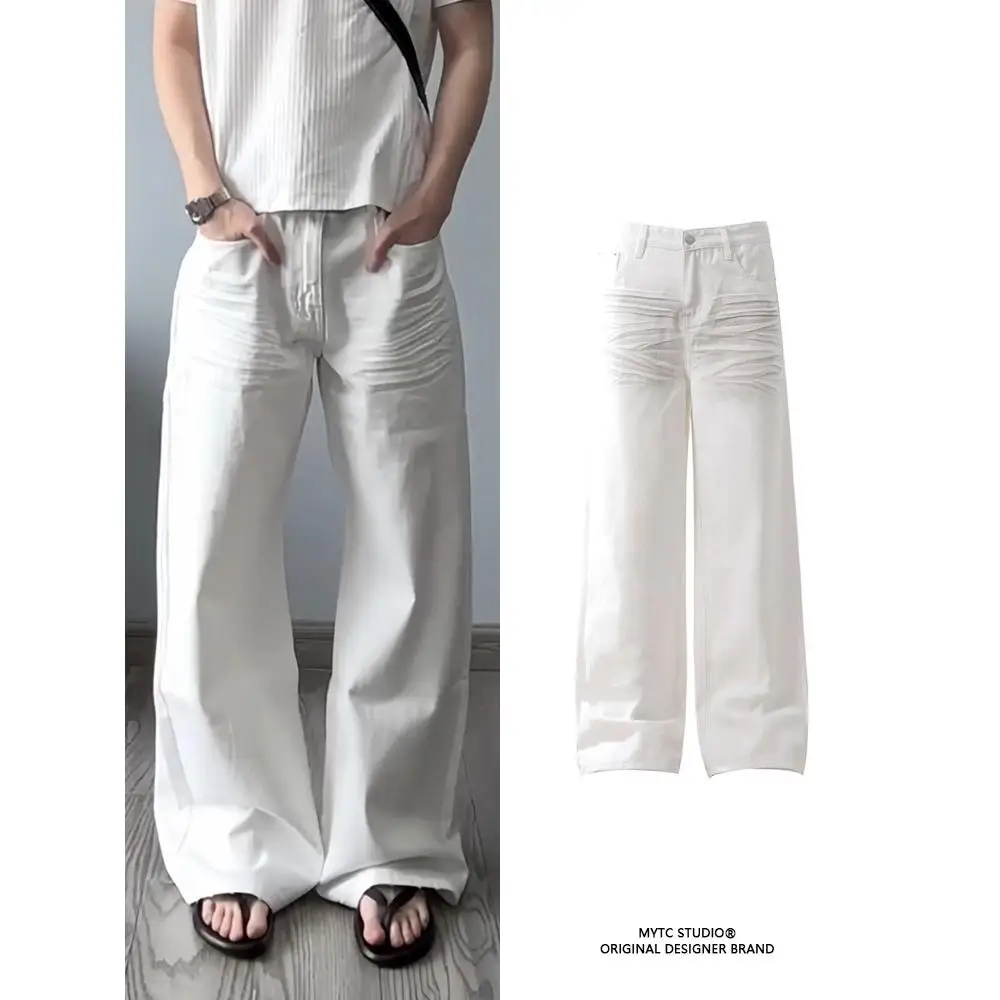 

Мужские джинсы Cleanfit белого цвета, прямого кроя, модные, свободного покроя, повседневные, из смесового хлопка и полиэстера, летние.