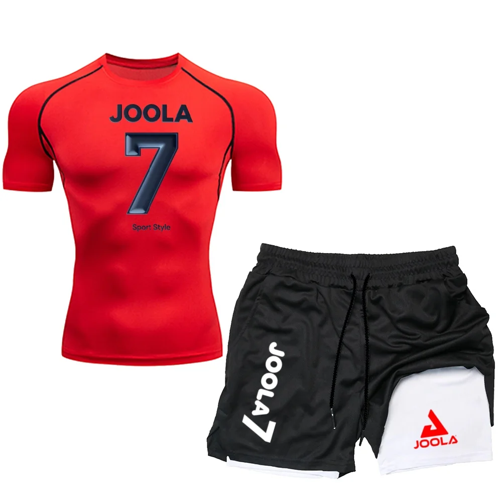 JOOLA 7 Series Neon Green Tight T-shirt&Black Shorts Quick drying Sports Set 2-piece Set