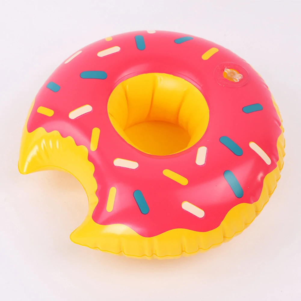 Donut Floating Coasters Multicolor Donut Beverage Glass Holder Portable Inflatable Circle Coasters Swimming Pool Party Decor