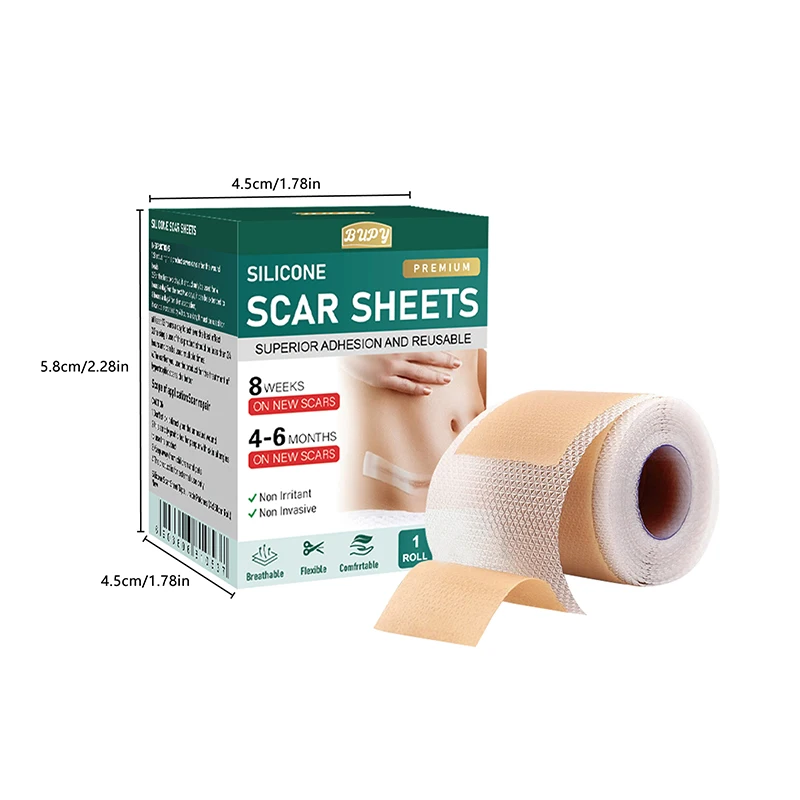 New 1 Roll Silicone Scar Sheets Gel Scar Patch 4cmX150cm Self-Adhesive Scar Cover Tape Reusable And Effective Skin Care Strips