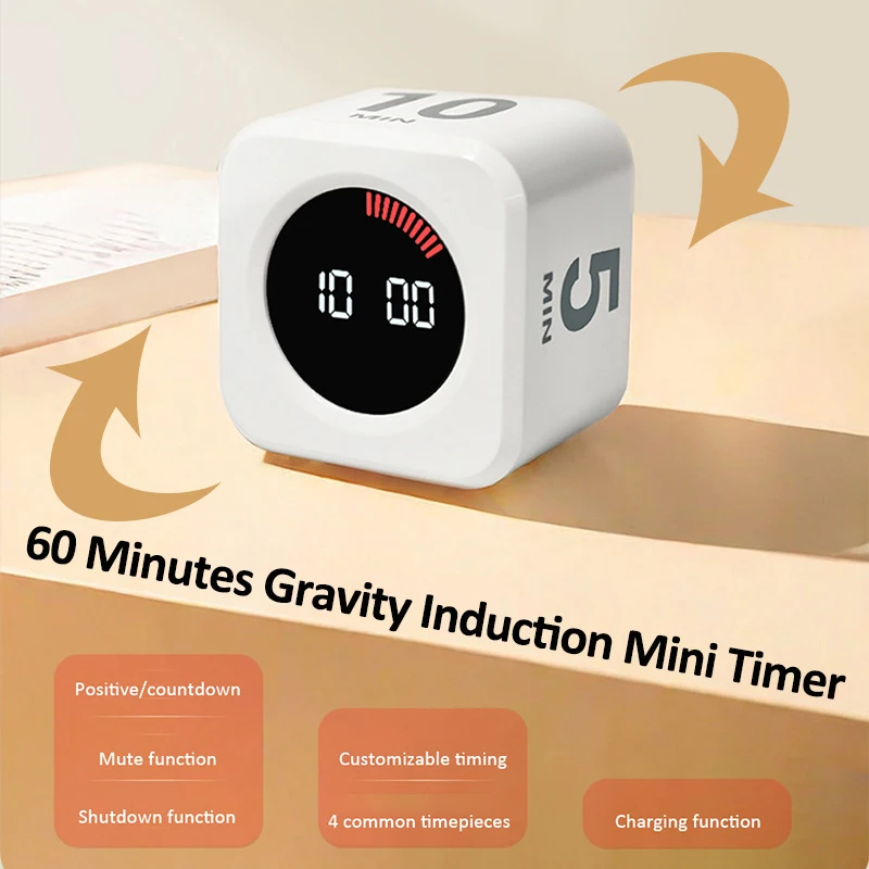 Mini Visual Timer Digital Countdown Timer 60-Minute Mute Productivity Timer Management Tool for Home School Study Office Kitchen