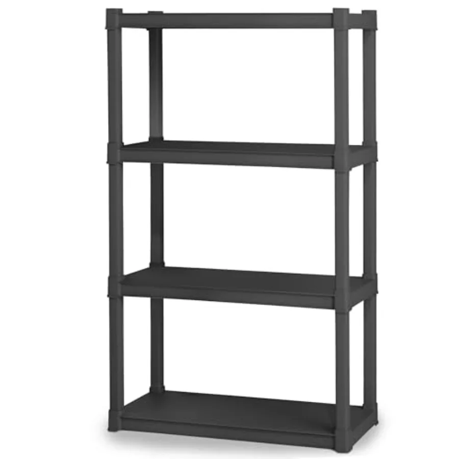 

4 Shelf Unit, Heavy-Duty Shelving Storage and Utility Rack - Standing Plastic Organizer Shelves for Kitchen, Bathroom, and Gara
