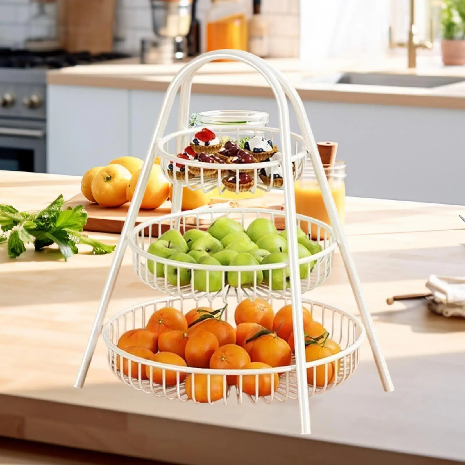 Metal Wire 3 Layer Storage Basket Fruit Bowl Detachable Metal Cake Stand Decorative Dessert Holder Organizer