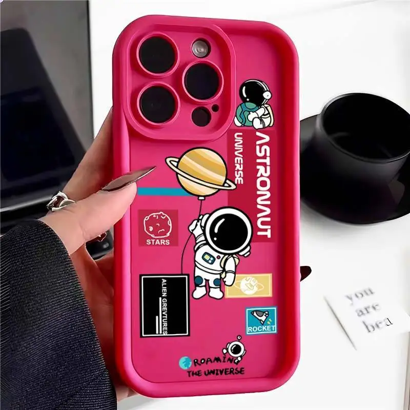 Lunar astronaut phone case Silicone Phone Case For iPhone15  14 13 11 12 Pro Max Mini X XR XS 7 8 Back Coverwith high aesthetics