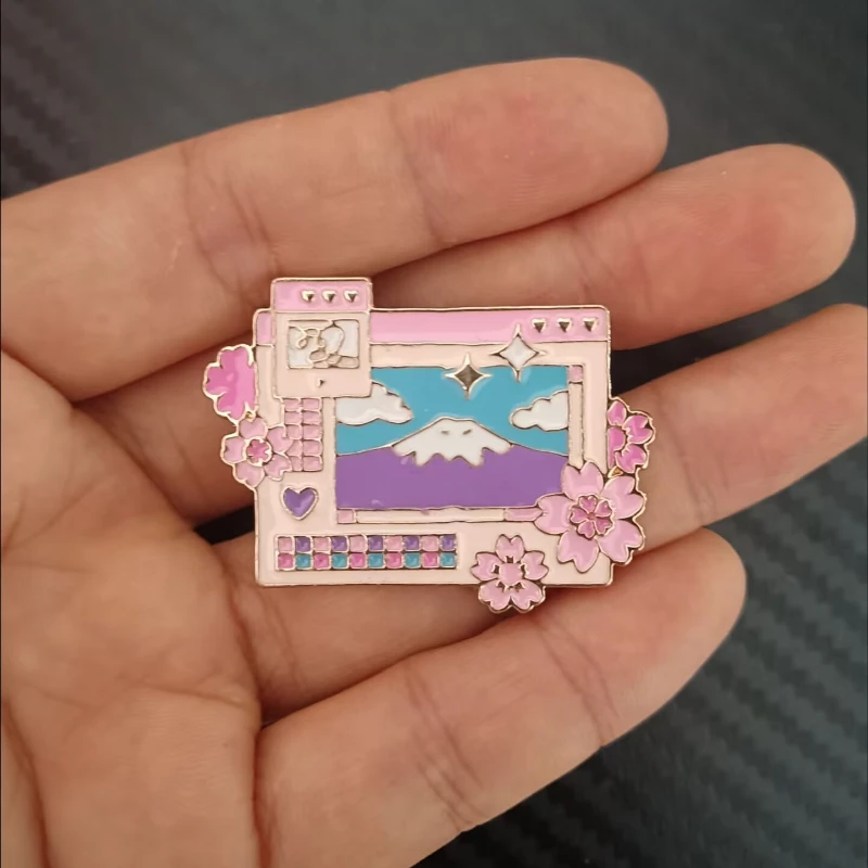 Place a scenic spot on your clothes Healing style landscape collectible enamel brooch