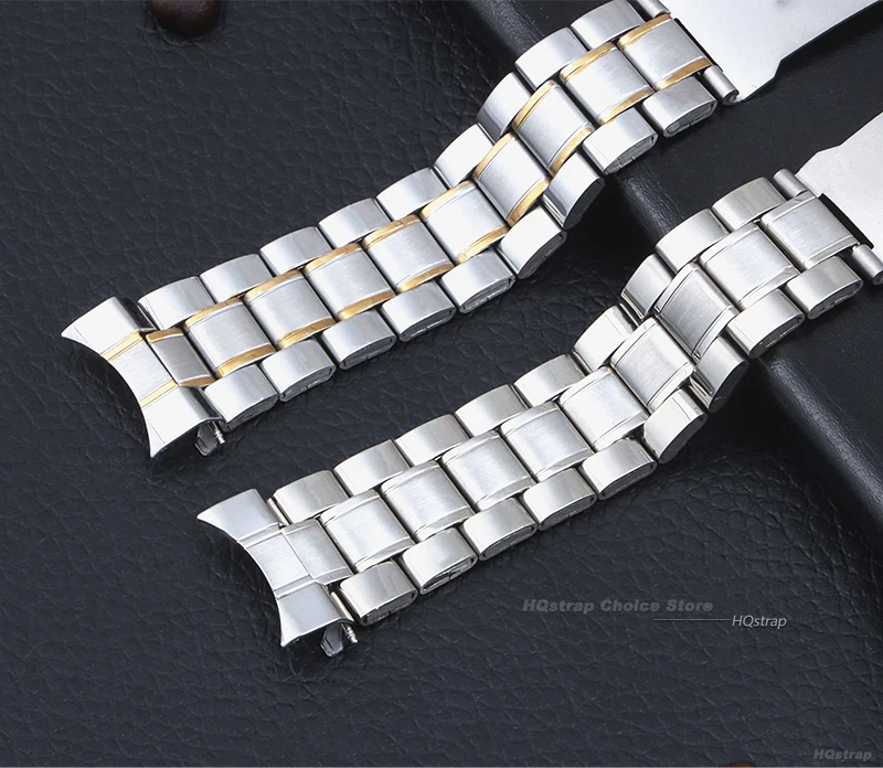 أربطة ساعة من الفولاذ المقاوم للصدأ لسايكو ، حزام معصم مقاوم للماء للرجال والنساء ، سوار عالمي ، نهاية منحنية ، روليكس ، 20 ، 22