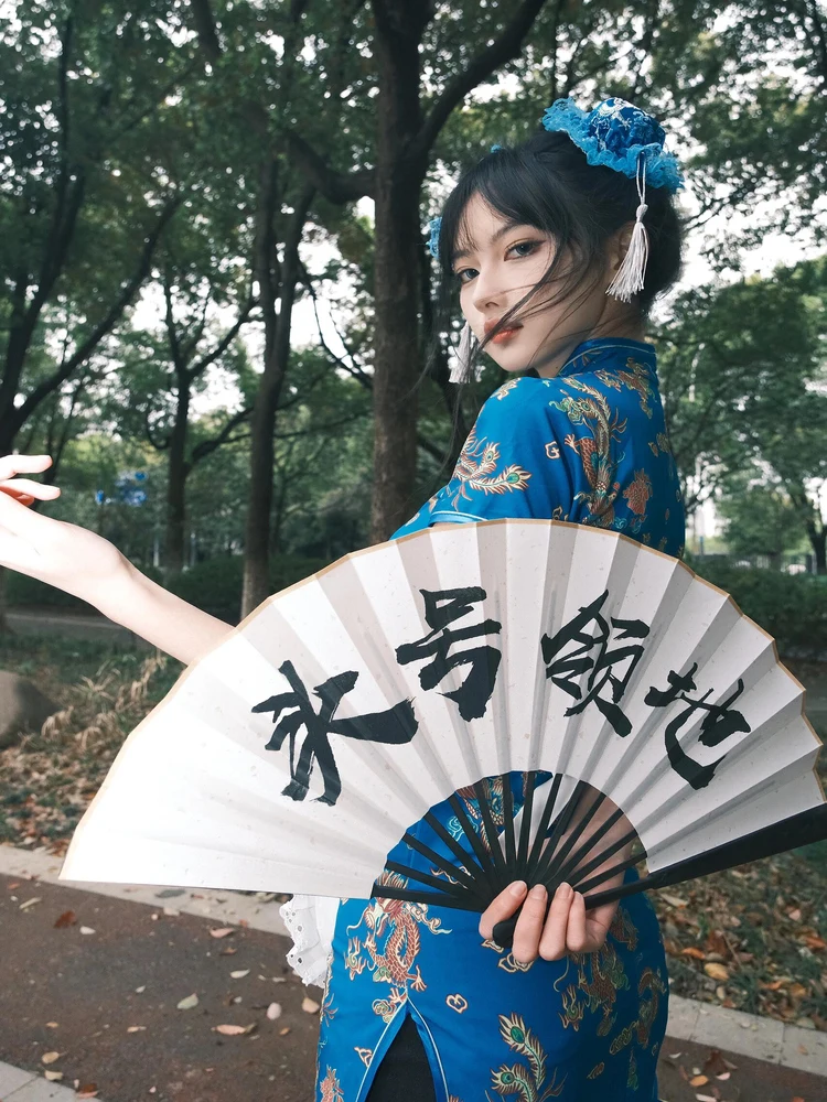 فستان تشيونغسام صيني، زي تنكري للهالوين وعيد الميلاد، زي خادمة ناعم للفتيات، زي يومي بأكمام قصيرة من مواد أخرى #4