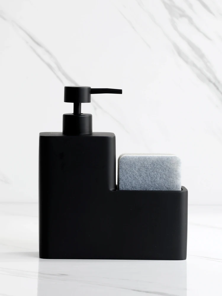 450ml Kitchen Dish Soap Dispenser Black Bathroom Liquid Soap Dispenser with Sponge Holder, Dish Soap Dispenser Pump Bottle