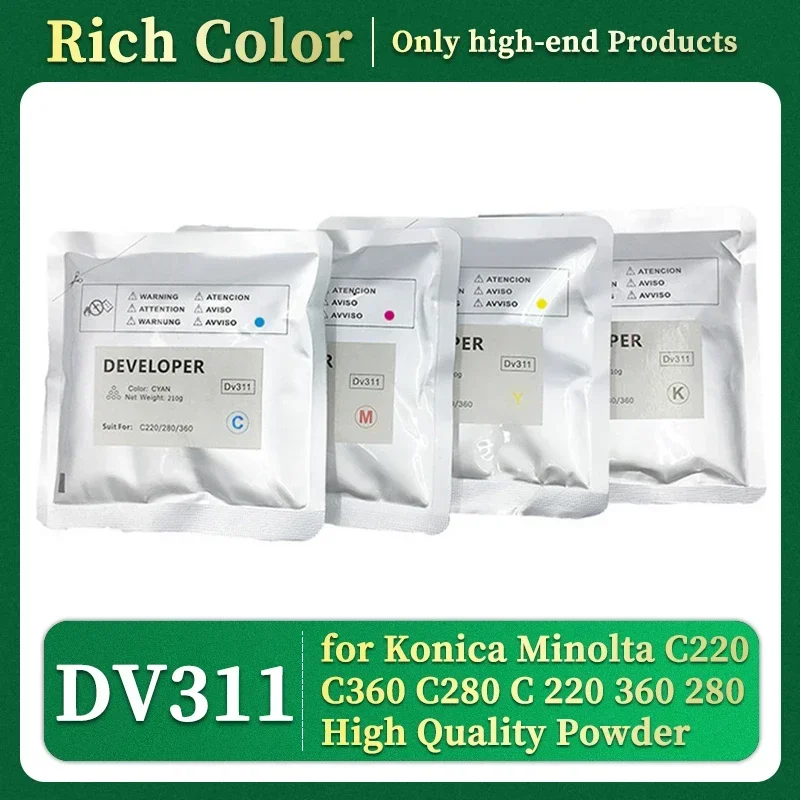 1PCS DV311 DV 311 Developer Powder Compatible for Konica Minolta C220 C360 C280 C 220 360 280 High Quality Powder CMYK 210g/bag