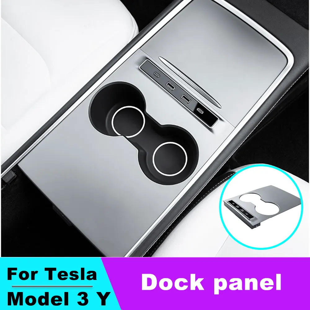 Docking Station of Center Console USB Hub For Tesla Model 3 Y 2021 2022 2023 Smart Sensor Fast Charging Adapter Accessories