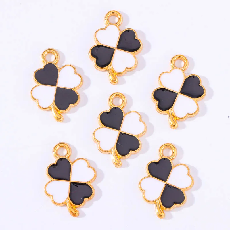 20Pcs Mixed Color Enamel Four Leaf Clover Lucky Pendant Creative Birthday Gift DIY Necklace Bracelet Earrings Charms For Jewelry