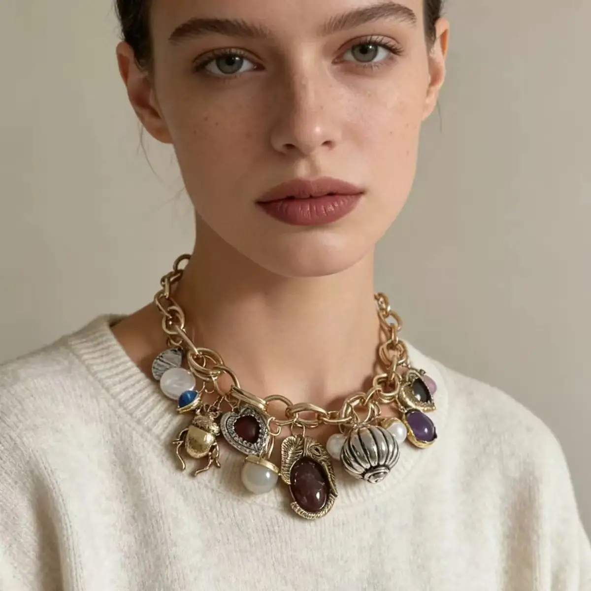 Zvoijio New Personalized Retro Fashion Multiple Pendant Choker Necklace