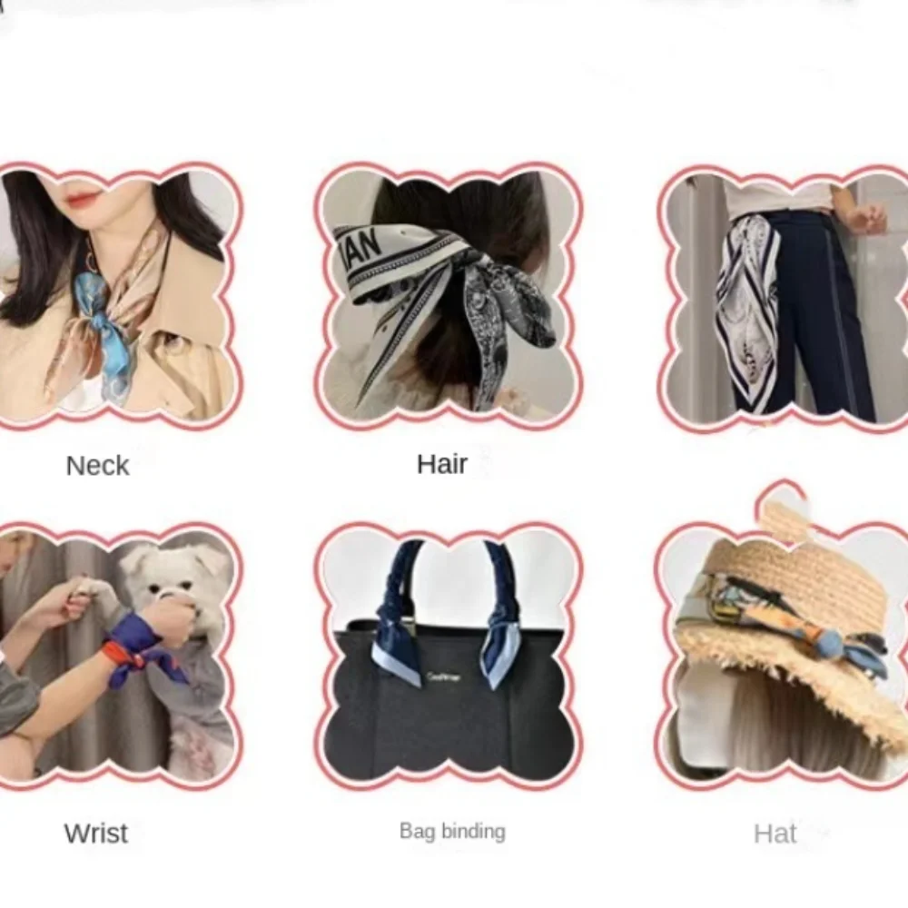 Neckerchief Camellia Scarves Textile ribbon Headband dacron Mid-Autumn Festival gift box scarf Plain weave Diagonal scarf