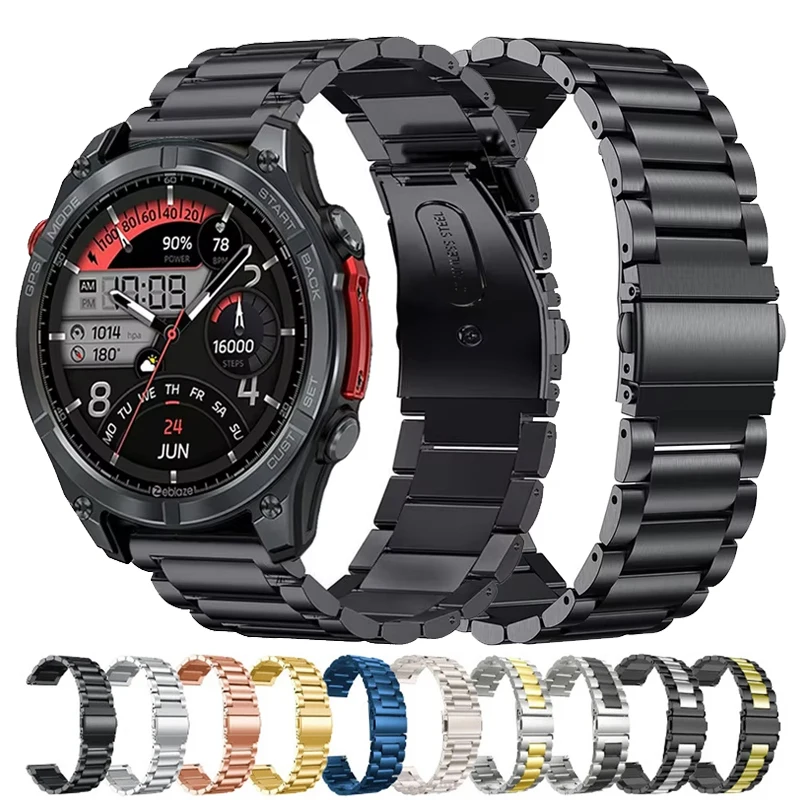 22mm Stainless Steel Strap For Zeblaze Stratos 4 GPS Wristband For Zeblaze Vibe 7 7 Pro 7 Lite Btalk Ares 3 Plus/GTS 3 GTR 3 Pro