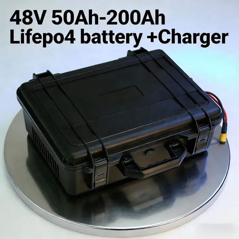 Heavy-Duty Waterproof 48V LiFePO4 Battery (60Ah-200Ah) + Matching Charger Ultimate Energy Storage for Boats, Trolling Motors, So