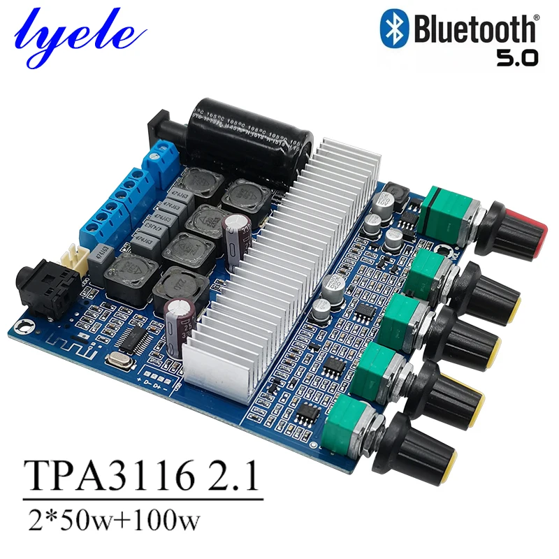 

Tpa3116 2.1 Channel Digital Power Amplifier Board High Power 50w*2+100w Subwoofer Amplifier 12-24V with Tone Bluetooth 5.0 Audio