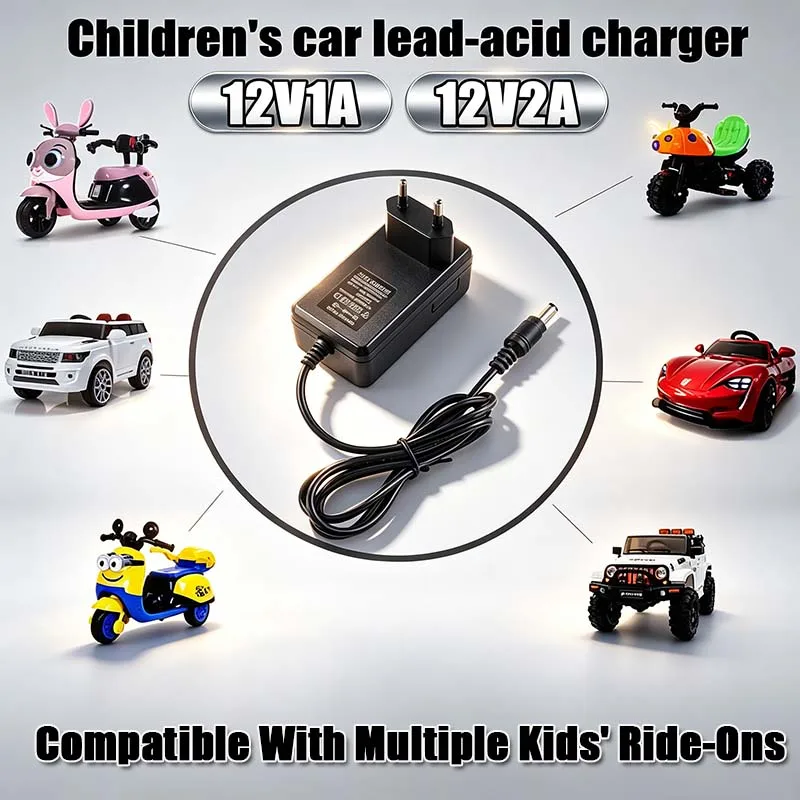 US EU Plug 12V 1A 2A Universal Children's Electric Ride on Toys Car Charger Kid's Electric Motorcycle SUV ATV Battery Charger