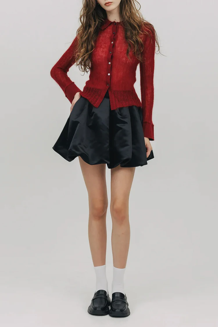 Lautaro Spring Summer Sweet Cute Soft Shiny Satin Mini Bud Skirt Women with Shorts High Waist Short Luxury Designer Clothes